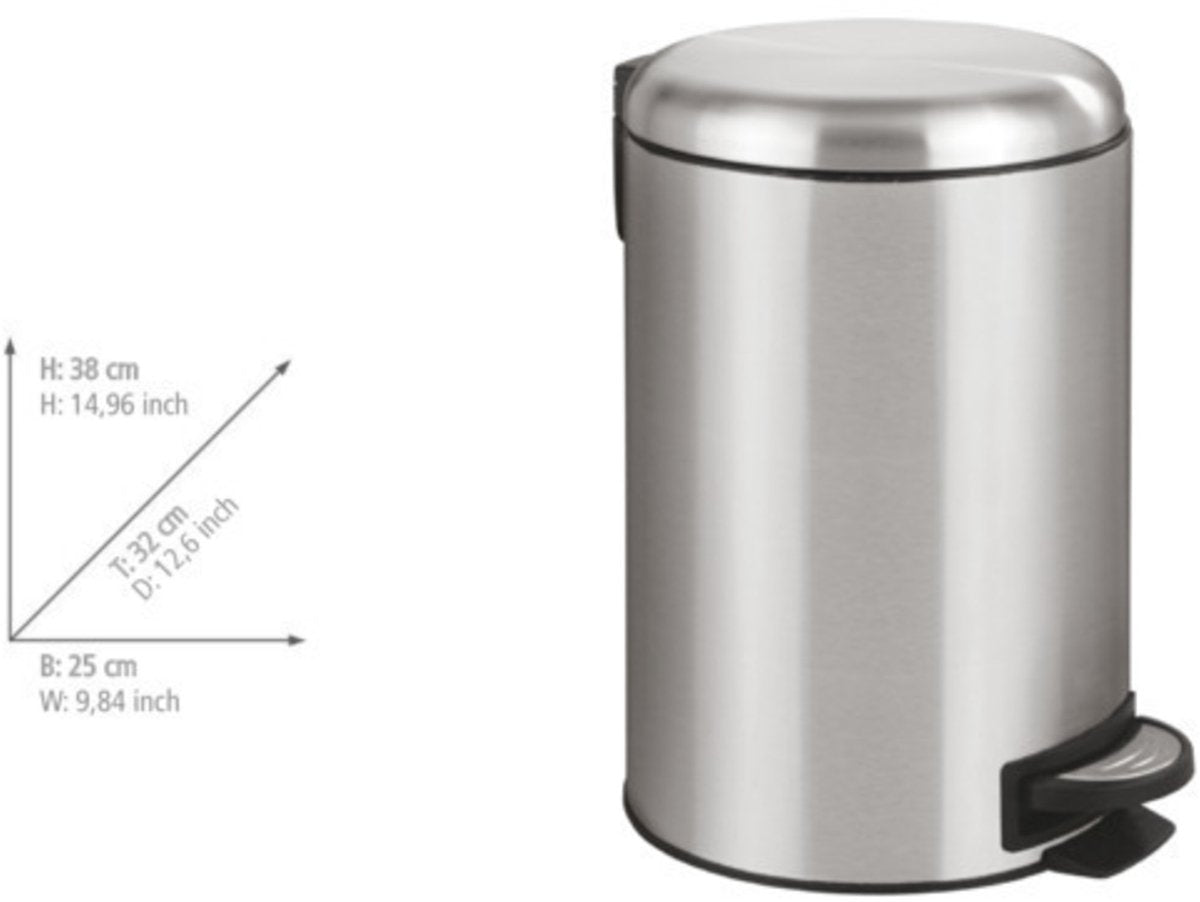 Wenko Treteimer Leman 12 Liter Edelstahl matt - Easy-Close-Deckel - Mülleimer - Mülleimer - Mülleimer - Mülleimer