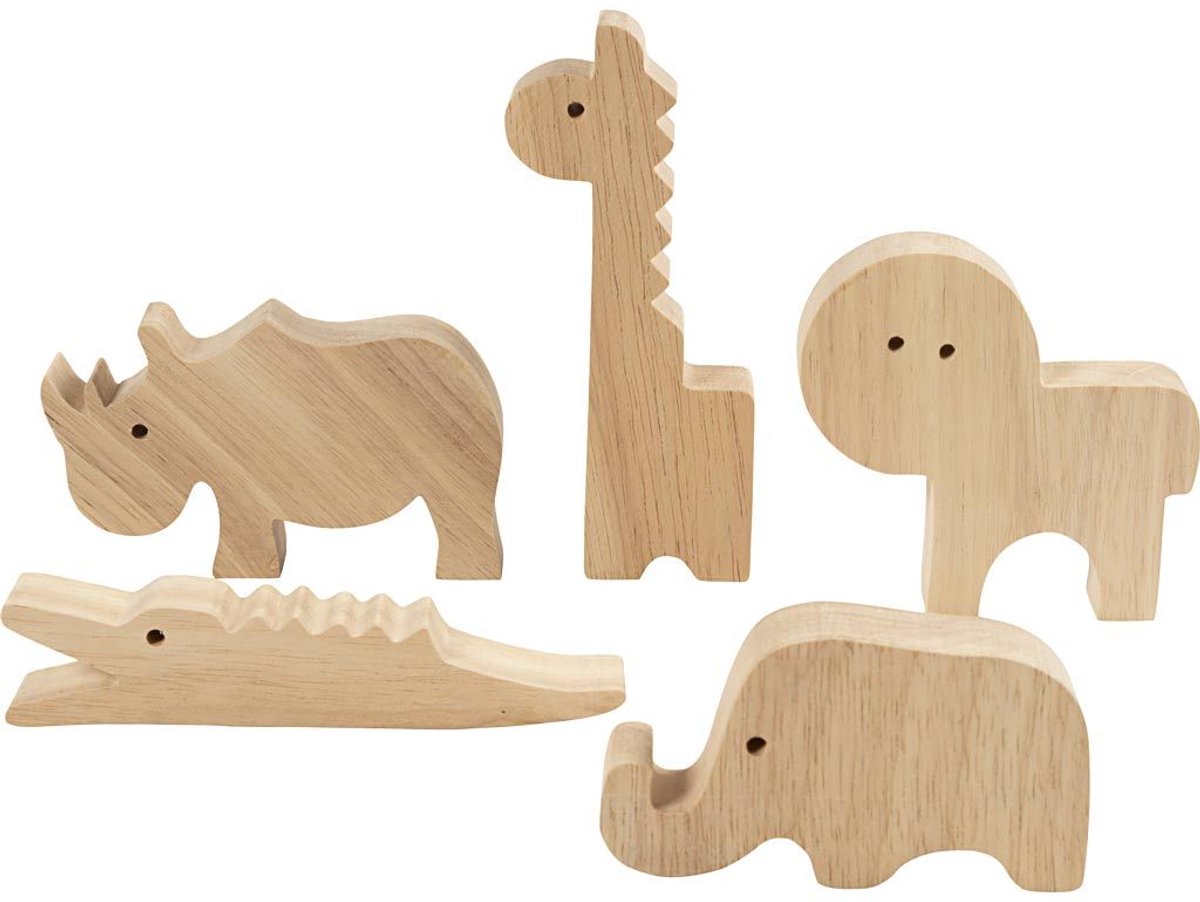 Creativ Company Holztiere, Safari, H: 3-14,5 cm, Stärke 2 cm, 10 Stück 1 Box