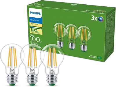 Philips Glühlampe klar 100 W A60 E27 x3