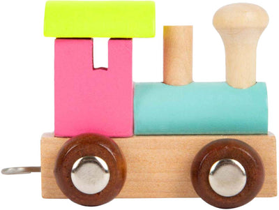 Kleiner Fuß - Holzschrift Lokomotive gefärbt - 12 Stücke