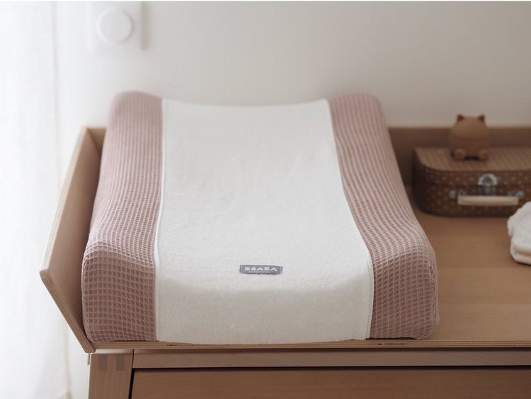 Béaba Sofalange®-Bezug – für schräge Wickelauflage – 100 % Bio-Baumwolle (Gots) – weicher, saugfähiger Wickelauflagenbezug – rosa