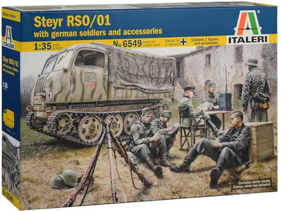 Italeri Modellbausatz Militärfahrzeuge – 6549 Steyr RSO 01 mit deutschen Soldaten aus Kunststoff – 1:35 – Modellbau
