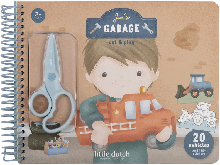 Little Dutch Bastelbuch Jim Friends – Autos bauen – komplett mit kindersicherer Schere – kreatives Spielzeug ab 3 Jahren