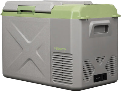 Steamy -e Einzonen-Kühlbox mit elektrischem Kompressor – Einzelzone – 24 Liter – 12 V und 230 V – für Auto und Camping – Grau