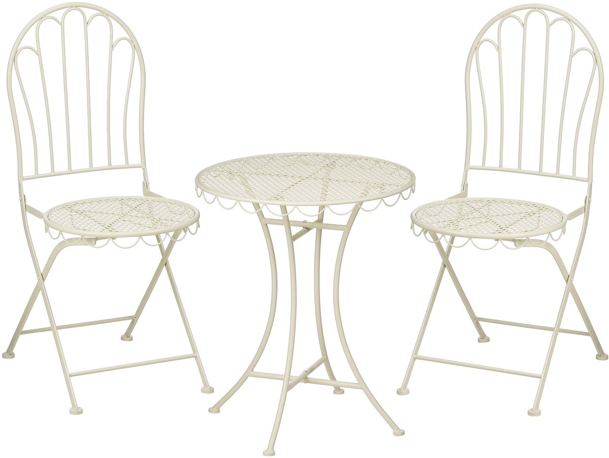 Glimmerdekorationen Marseille Bistro-Set – 3er-Set – Eisen – gebrochenes Weiß