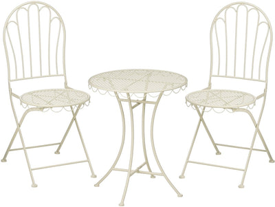 Glimmerdekorationen Marseille Bistro-Set – 3er-Set – Eisen – gebrochenes Weiß