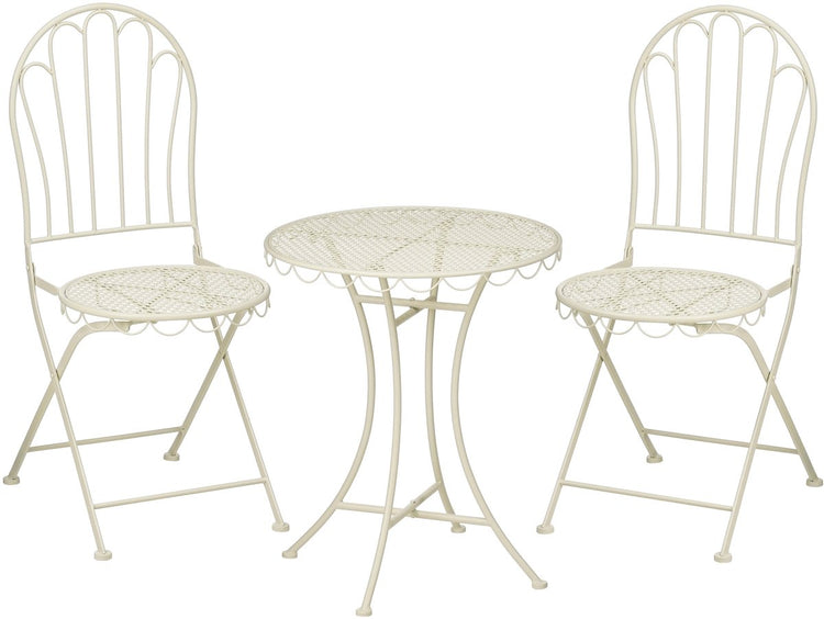 Glimmerdekorationen Marseille Bistro-Set – 3er-Set – Eisen – gebrochenes Weiß