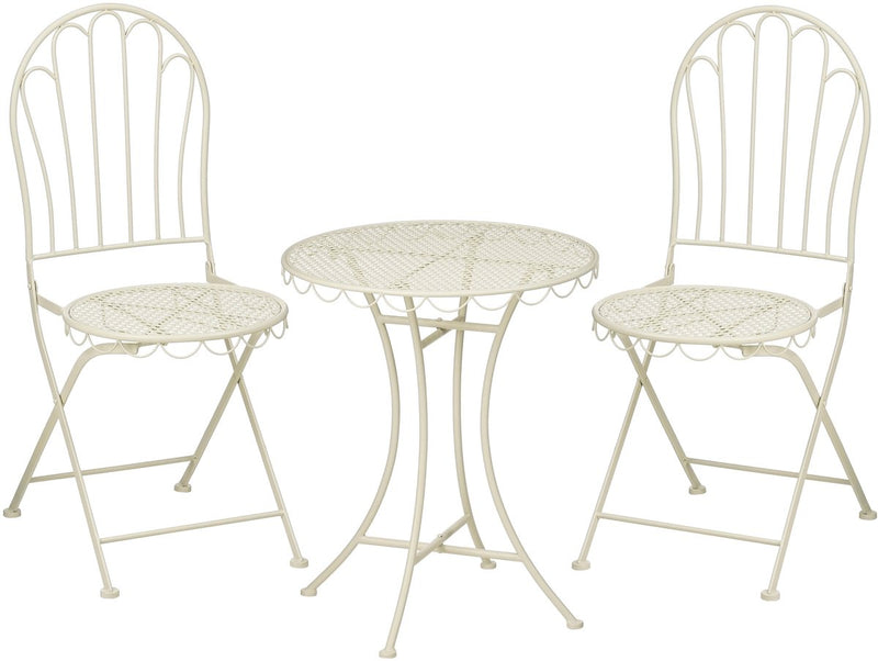 Glimmerdekorationen Marseille Bistro-Set – 3er-Set – Eisen – gebrochenes Weiß