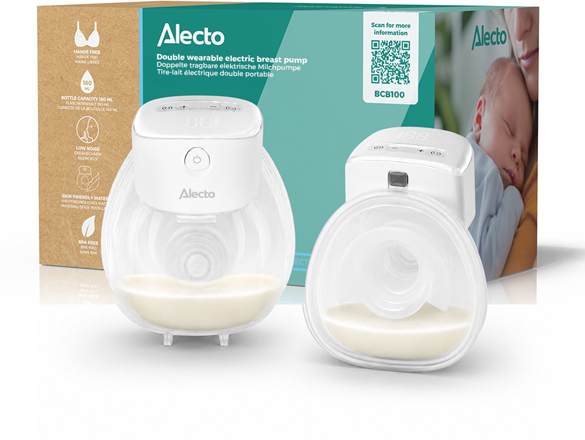 Alecto bbc100 Doppelmilchpumpe – elektrisch und tragbar – Weiß