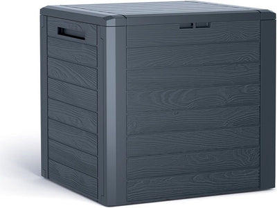 Prosperplast - Woodebox Gartenbox Kissenbox abschließbar Kunststoff 140 Liter Anthrazit