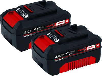 Einhell Twinpack 4,0 Ah Akku - Power X-Change - 18 V Li-Ion - 2x 4,0 Ah Akku - max. Leistung: 900 W – aktives Batteriemanagementsystem