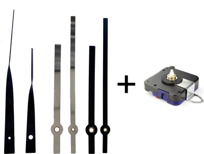 Nexttime DIY – Uhrenteile – Set M – Metall – Schwarz – geräuschloses Uhrwerk + Zeiger