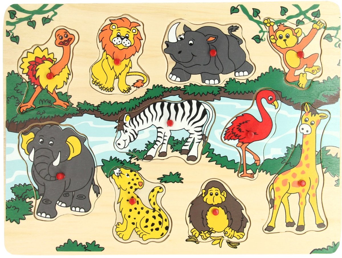 Hölzerne Stollen Puzzle Wildtiere, 10..
