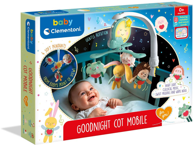 Clementoni - Baby - Gute-Nacht-Kinderbettmobile - Babymobile mit Licht und Musik - ab 0 Monaten