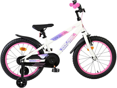 Volare Lily Kinderfahrrad – Mädchen – 18 Zoll – Weiß Rosa Lila – Zwei Handbremsen