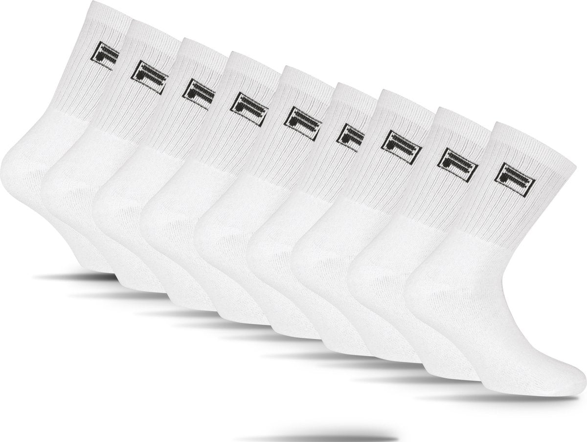 Fila Tennis-Sportsocken kleines Logo – Größe 39 42 – 9er-Pack – weiß
