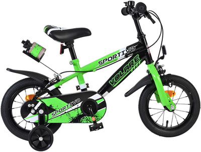 Volare Sportivo Kinderfahrrad - Jungen - 12 Zoll - Grün Schwarz - Zwei Handbremsen