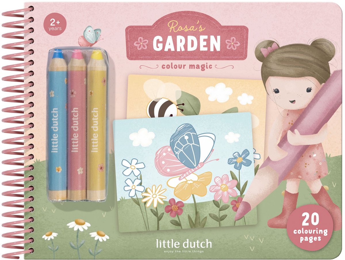 Zauberhaftes Malbuch Little Dutch Rosa 30 Seiten inklusive 3 Buntstiften