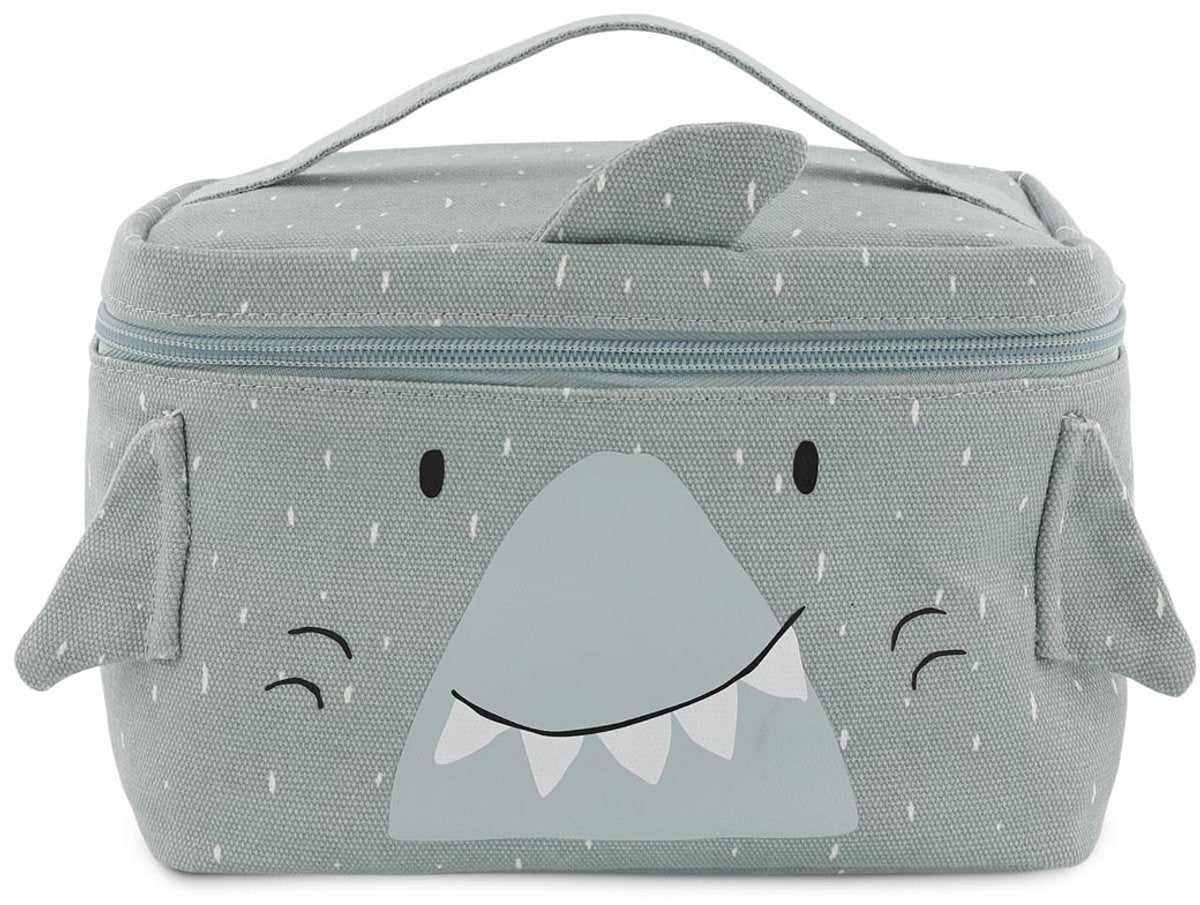 Trixie Lunchtasche - mr.shark - Kühltasche für Kinder - mit Namensschild - Thermotasche fürs Mittagessen - Grau - Hai