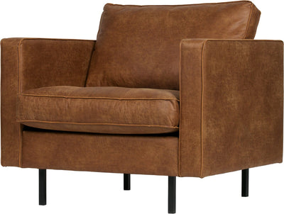 Woood Rodeo klassischer Sessel – recyceltes Leder – Cognac – 83 x 98 x 88