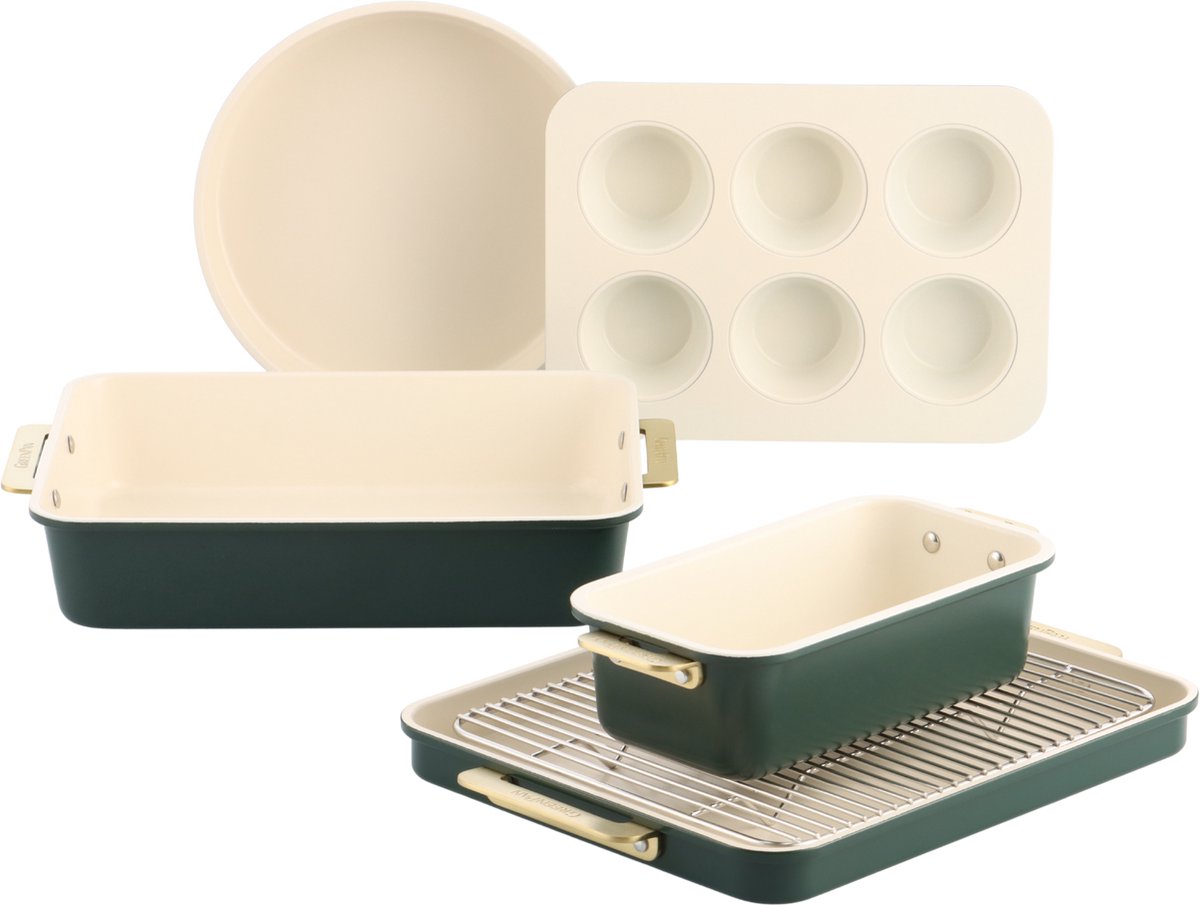 Greenpan Padova Reserve-Backgeschirr 6-teilig – PFA-freie Antihaftbeschichtung – Backform aus Keramik – ofenfest bis 230 °C – grün