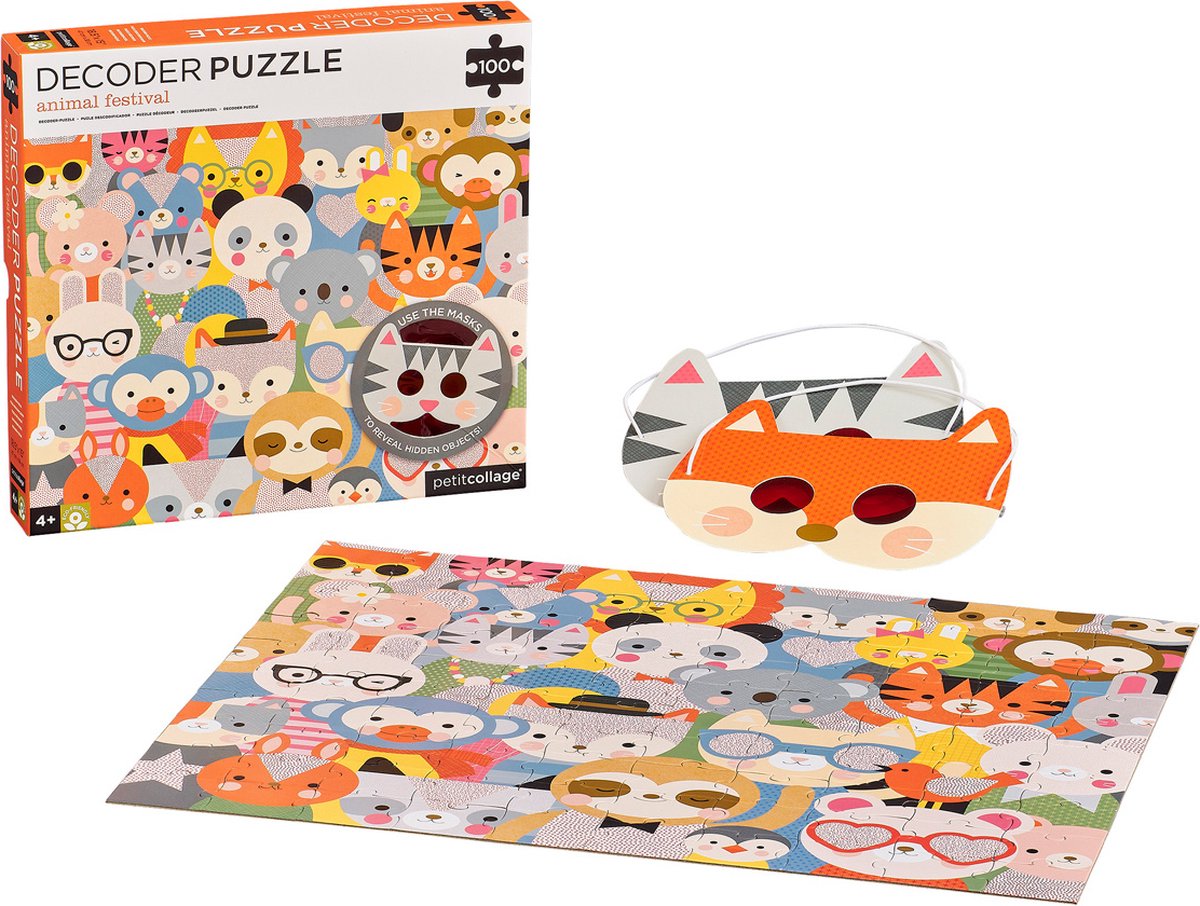 Petit Collage Puzzle Tierfest 100-teilig