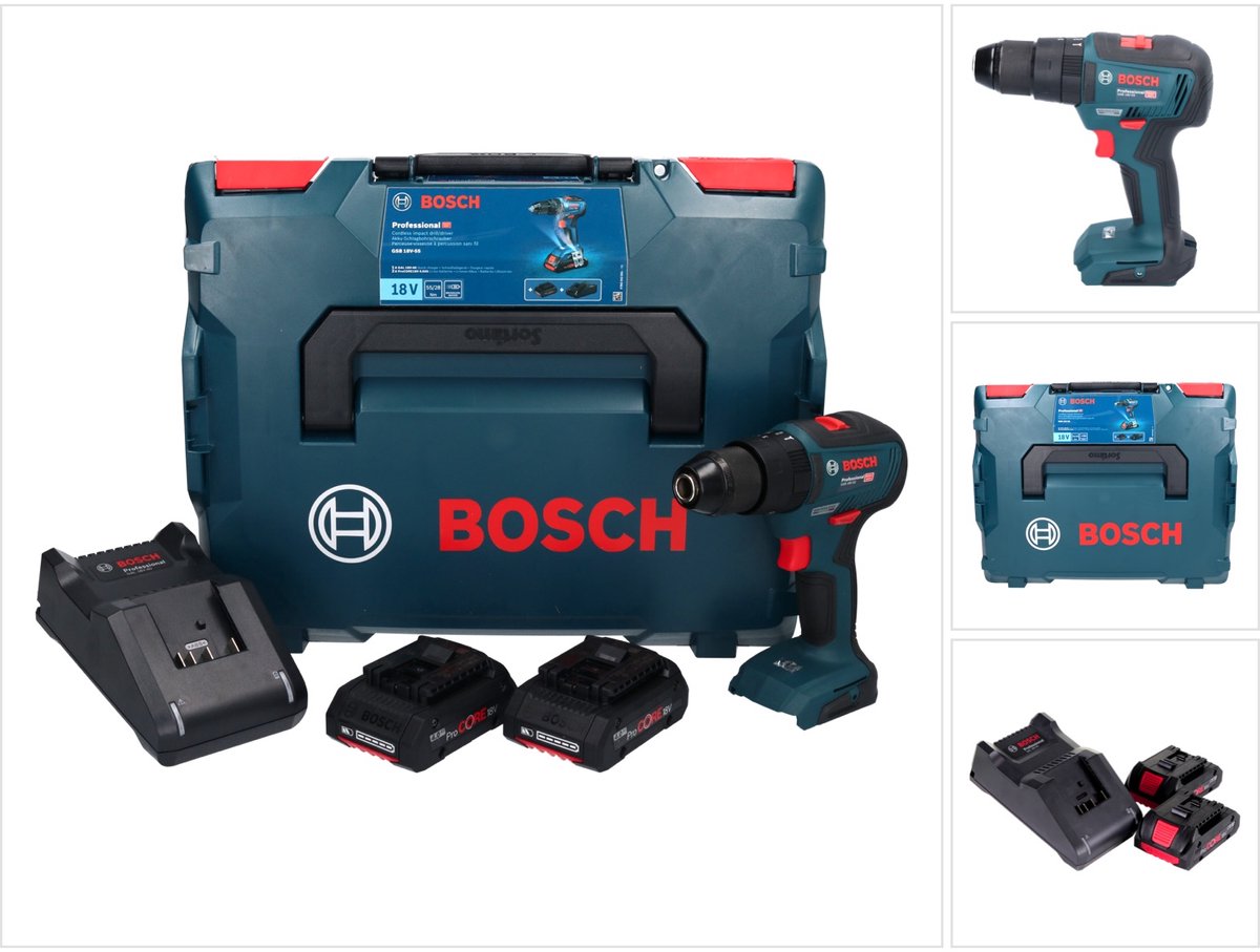 Bosch Akku-Schlagbohrschrauber GSB 18V-55 2x Procore18V 4,0Ah, Ladegerät Gal 18V-40