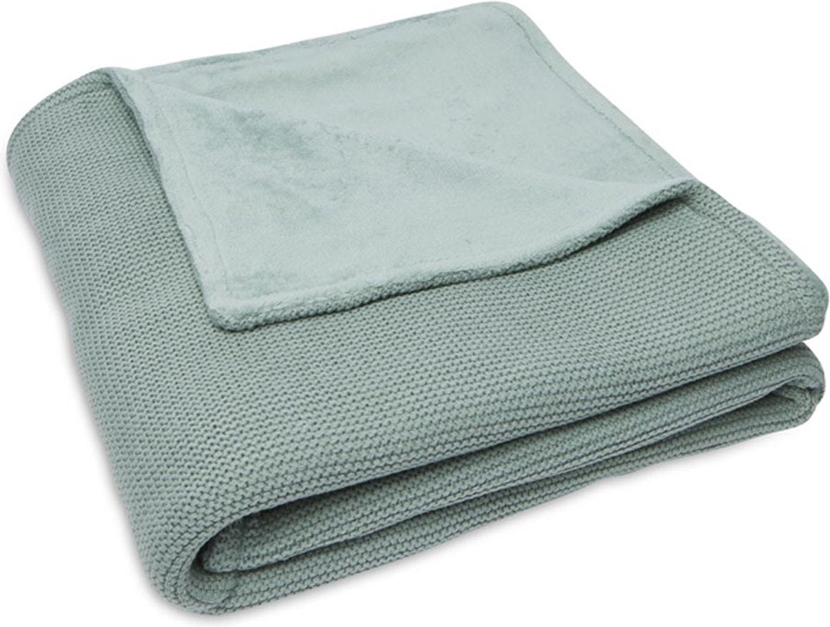 Jollein Babydecke für Kinderbett, 75 x 100 cm, Grundstrick, waldgrünes Fleece