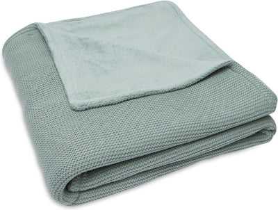 Jollein Babydecke für Kinderbett, 75 x 100 cm, Grundstrick, waldgrünes Fleece