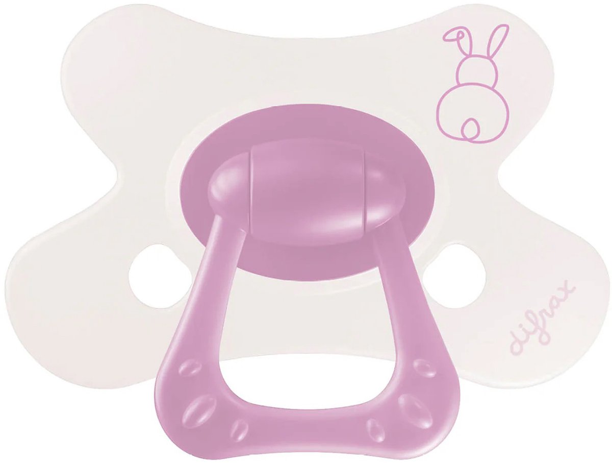 Difrax natürlicher Schnuller – 6+ Monate – Beerenrosa Hase