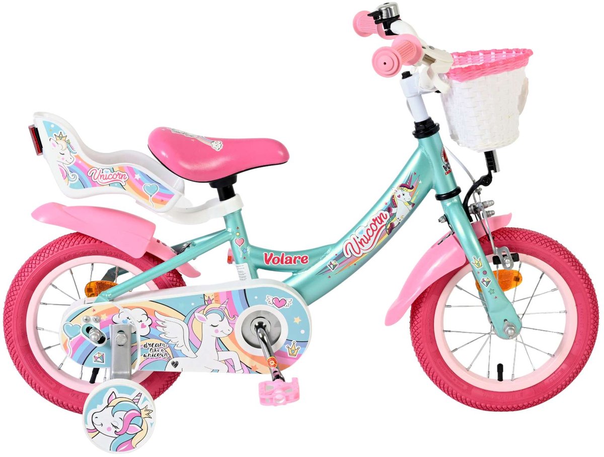Volare Einhorn Kinderfahrrad - Mädchen - 12 Zoll - Grün