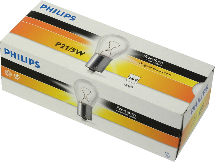 Philips Ersatzbirnen Auto P21 5W transparent 10 Stück
