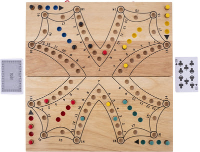 Longfield Toc Game XL zusammenklappbar für 4 Spieler – Brettspiel aus Holz – extra großes Strategiespiel – reisefreundliches Brettspiel – 2 bis 4 Spieler – Angel Heart
