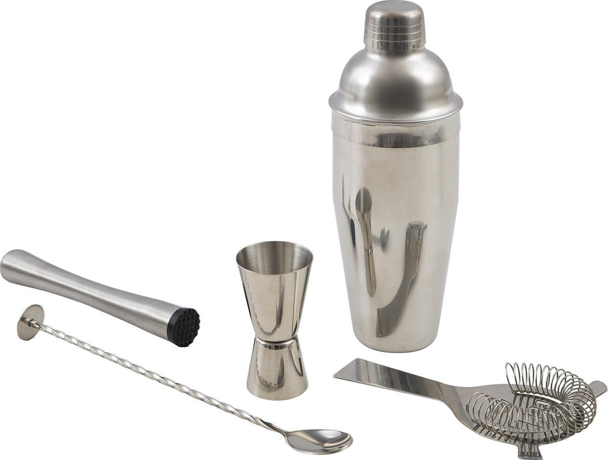 Point-Virgule-Cocktail-Set – Cobbler-Shaker, Cocktailmaß, Stößel, Barlöffel und Cocktailsieb