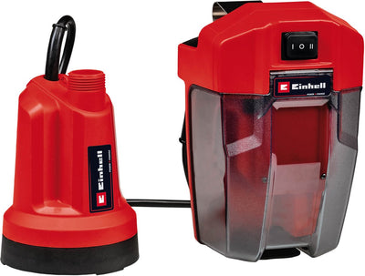 Einhell Akku-Tauchpumpe Buckle 18 ll Li Solo – Power X-Change – 18 V Li-Ion – 4.500 l/h – max. Förderhöhe: 8 m - max. Eintauchtiefe: 4 m - Absaugung bis: 1 mm - Netzkabel: 5 m - exkl. Akku und Ladegerät