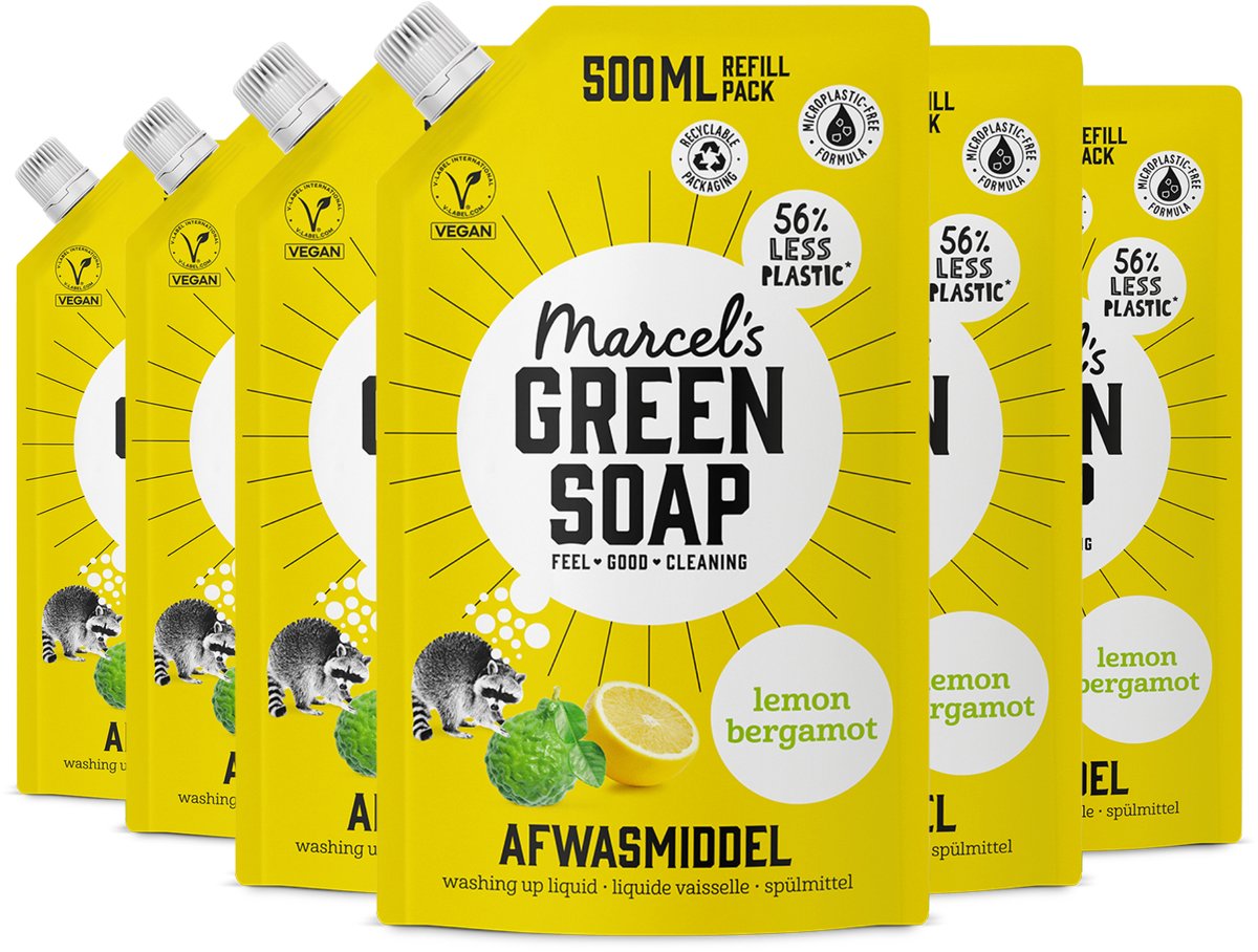 Marcel's Green Soap Spülmittel Nachfüller – Zitronen-Bergamotte – 6 x 500 ml