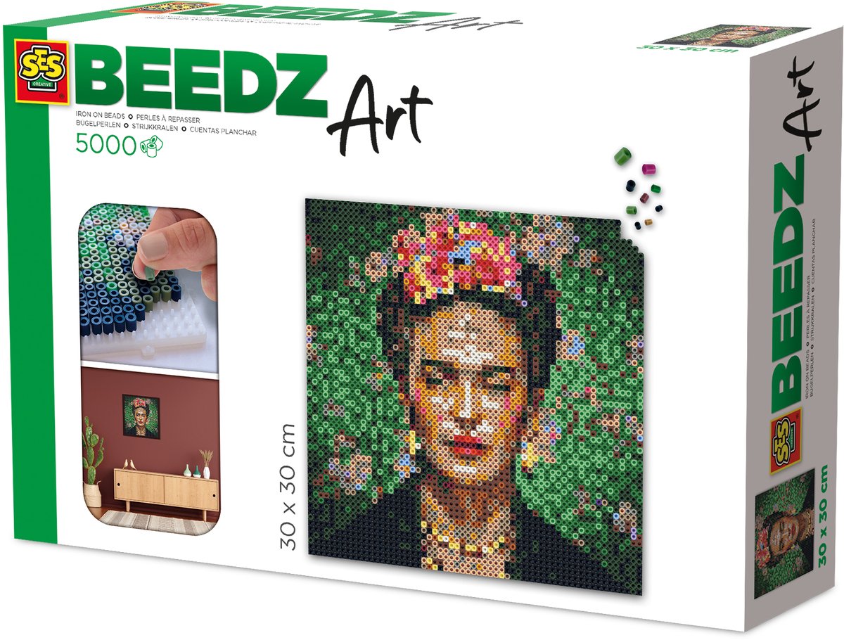 Ses creative - beedz art - Frida Kahlo - 5000 Bügelperlen mit Grundplatten und Bügelfolien - ab 12 Jahren