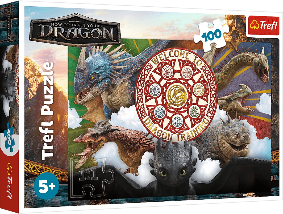 Trefl-Puzzle – Drachenzähmen leicht gemacht – 100 Teile – Lernspielzeug.