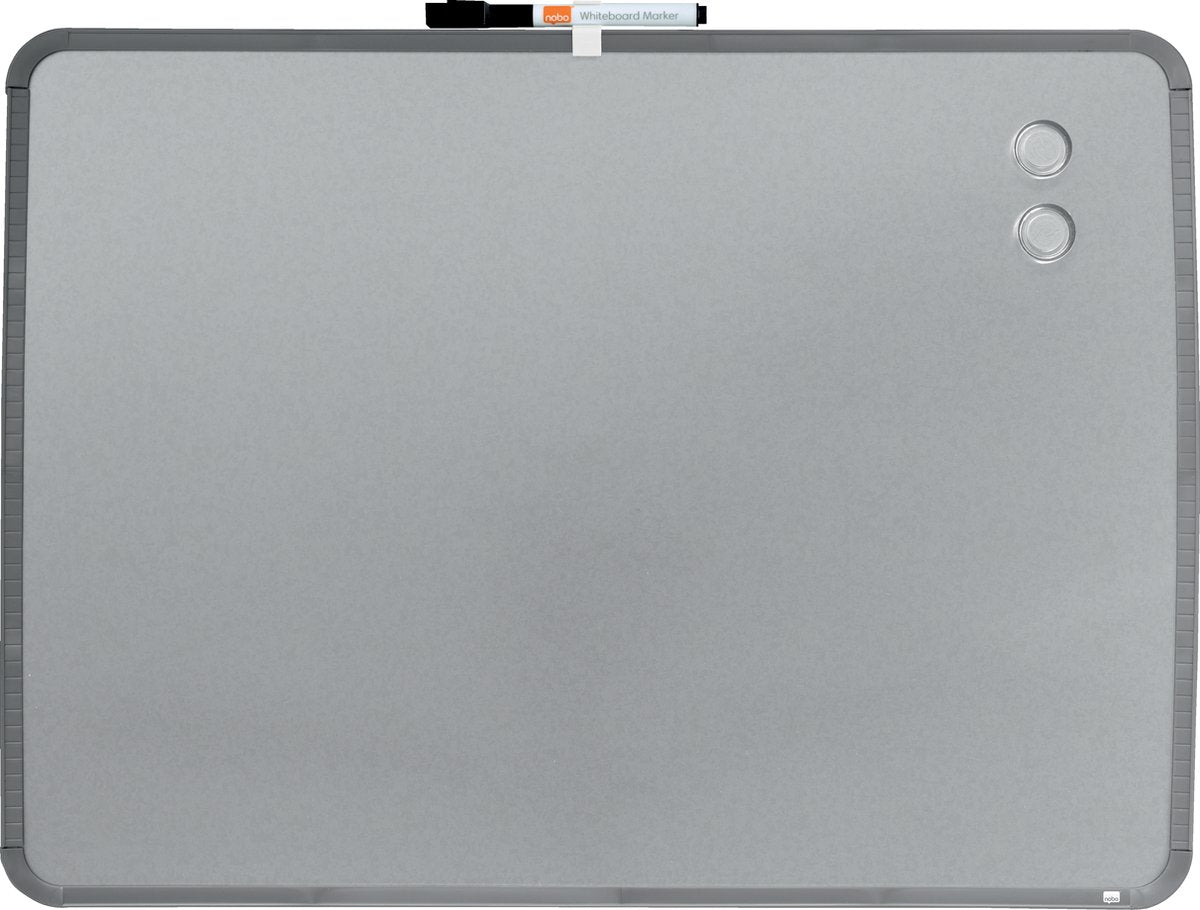 Nobo magnetisches Whiteboard mit schmalem silberfarbenem Rahmen 58x43cm - Silber