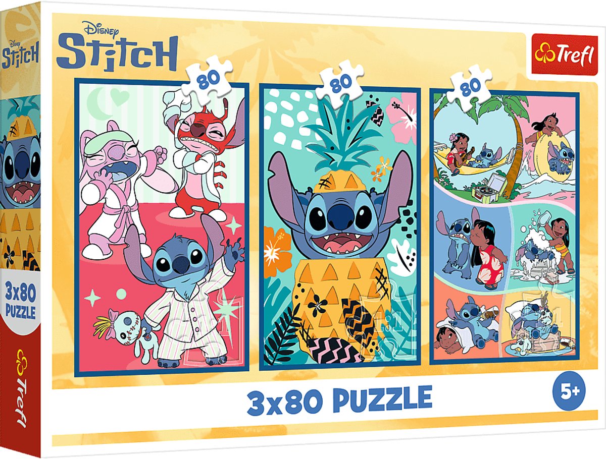 Trefl Puzzle Disney Lilo Stitch 3x80 Teile – Stitch's World.