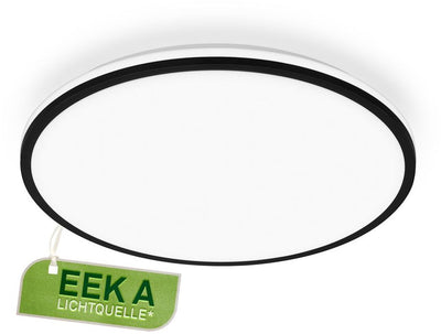 Briloner Pulap A – LED-Deckenleuchte – Deckenleuchte mit EEK A-Lichtquelle* – indirektes Licht – neutralweißes Licht – ø 33 cm – schwarz