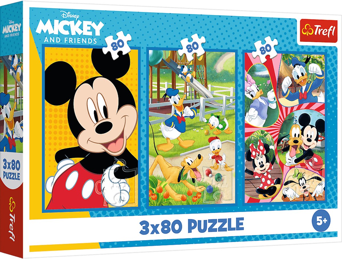 Trefl Puzzle Disney Mickey Mouse und Freunde 3x80 Teile FSC Mix.