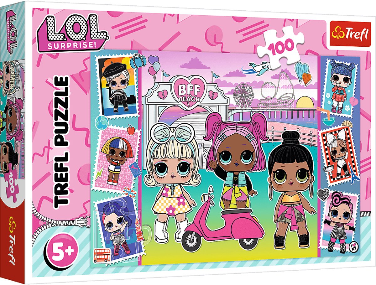 Trefl-Puzzle „Lol Überraschungspuppen“ – 100 Teile – bunter Karton.
