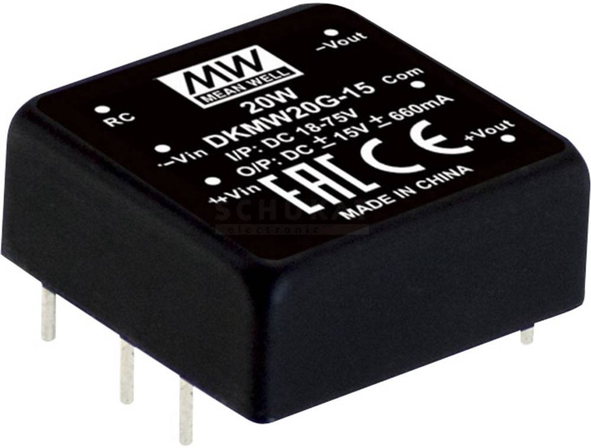 MW Mean Well DKMW20G-15 DC-DC-Wandlermodul 830 MA 20 W Anzahl der Ausgänge: 2 x Inhalt 1 Stück