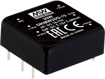 MW Mean Well DKMW20G-15 DC-DC-Wandlermodul 830 MA 20 W Anzahl der Ausgänge: 2 x Inhalt 1 Stück