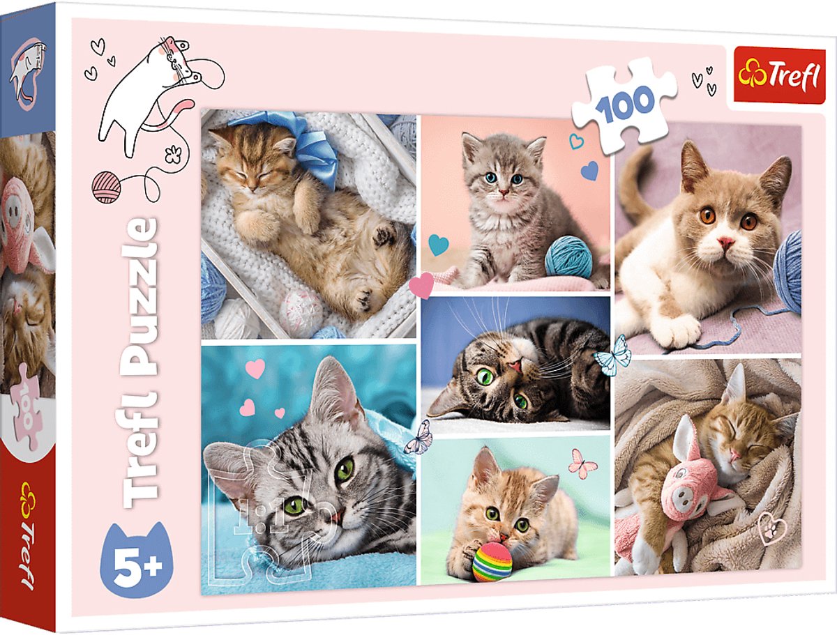 Trefl Puzzle Katzenwelt 100 Teile aus buntem Karton.