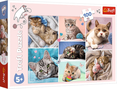Trefl Puzzle Katzenwelt 100 Teile aus buntem Karton.