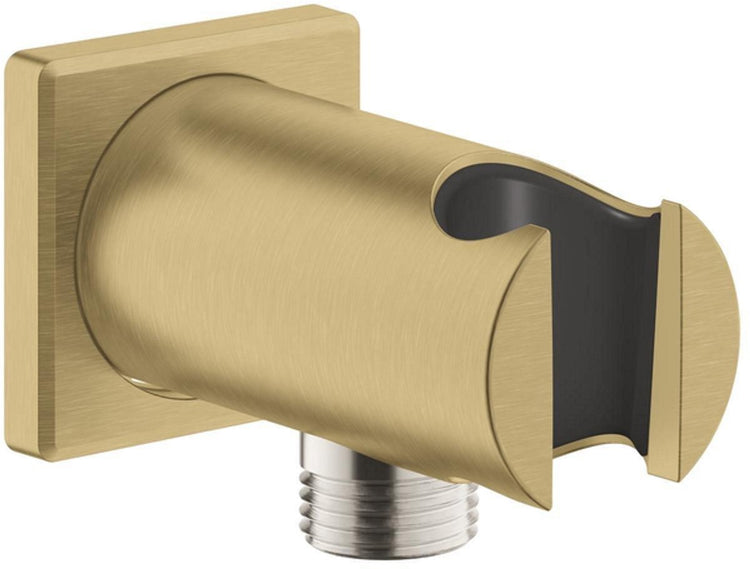 Grohe Regenbrause-Wandanschlussbogen - 1 2 - mit Halter - quadratische Rosette - Cool Sunrise gebürstet