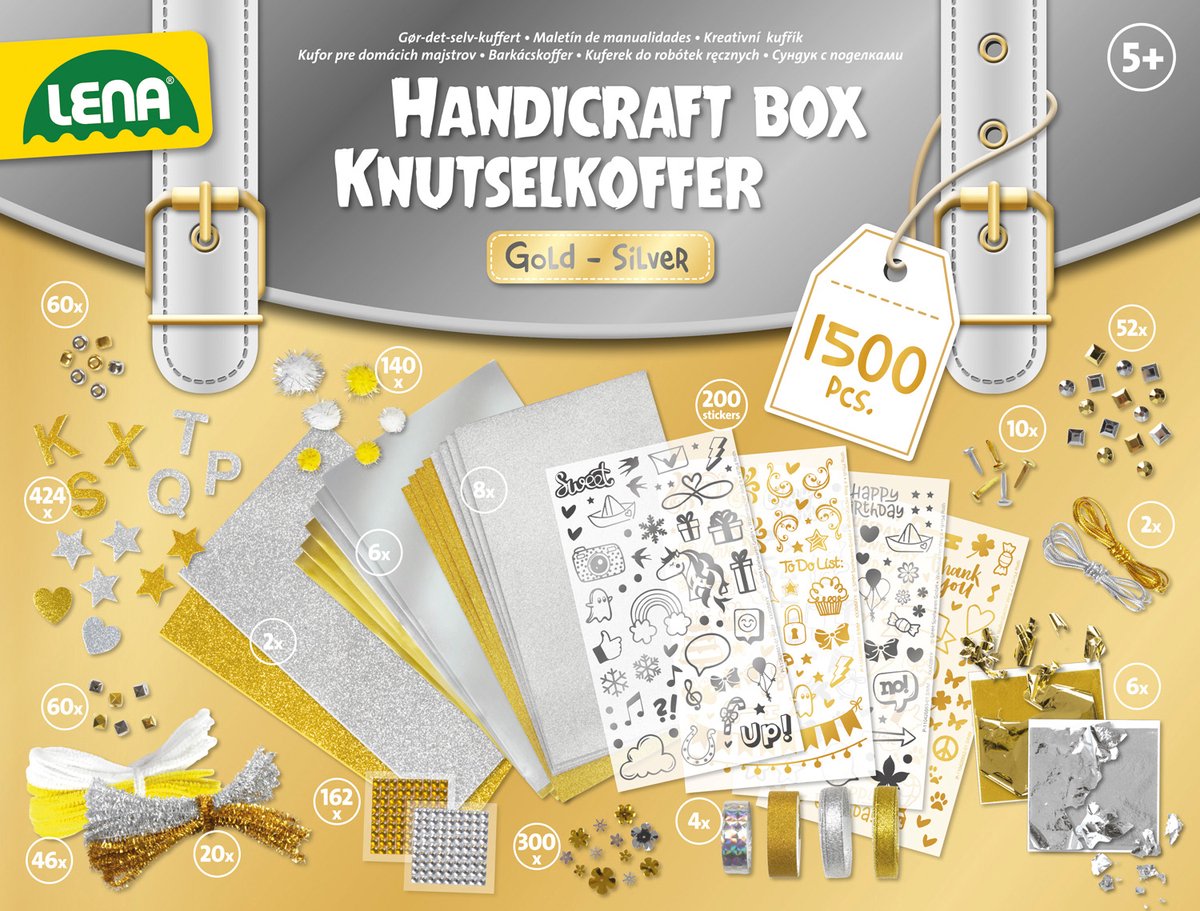 Lena Creative Jumbo Bastelkoffer Gold Silber 1500 Teile