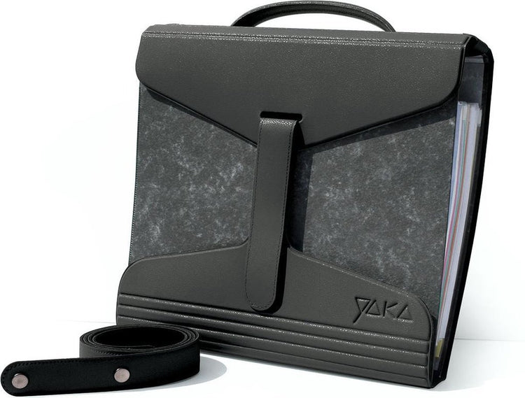 Yaka-Ordnerträger – Schwarz, Gepäcktasche für Schule, Büro, Arbeit, Business, Künstlerbedarf, leichtes PVC-Portfolio, Akten, Bürobedarf, Dokumenten-Organizer mit Riemen und Griff, passend für A4-Ordner mit 40–80 mm